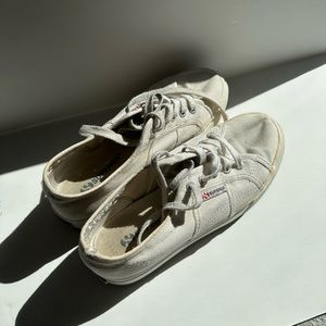 Superga 2790 white platform sneakers sz 37.5 lightly worn and have been washed!